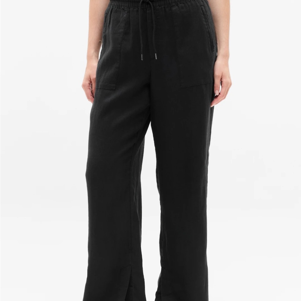 Black Drawstring Wide-Leg Pants
